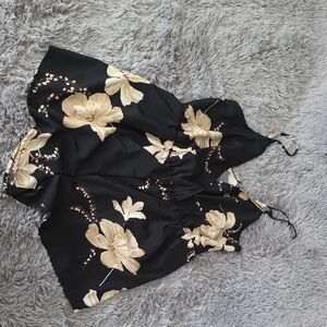 2 For $12. SHEIN Black and Cream Floral Camisole
